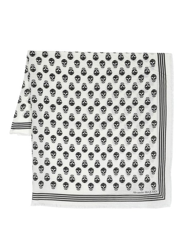 Sciarpa In Lana Sfrangiata Con Teschi Alexander Mcqueen – Lambitelli
