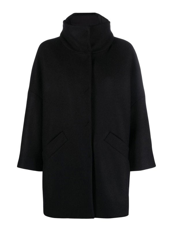 Herno Cappotto blu in twill di lana con cappuccio GC0016G main image 1