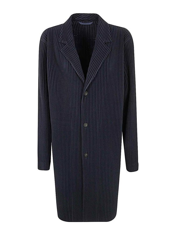 Homme Plisse Issey Miyake Men's Giacca Plissettata Doppiopetto Blue