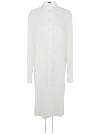 Gabi Long Relax Fit Shirt Draped On Back Light Cotton Voile White