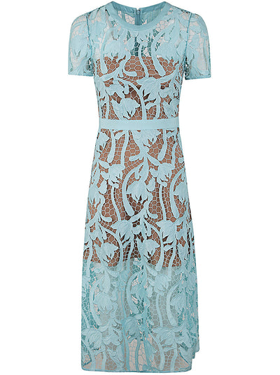 Light Blue Lace Midi Dress