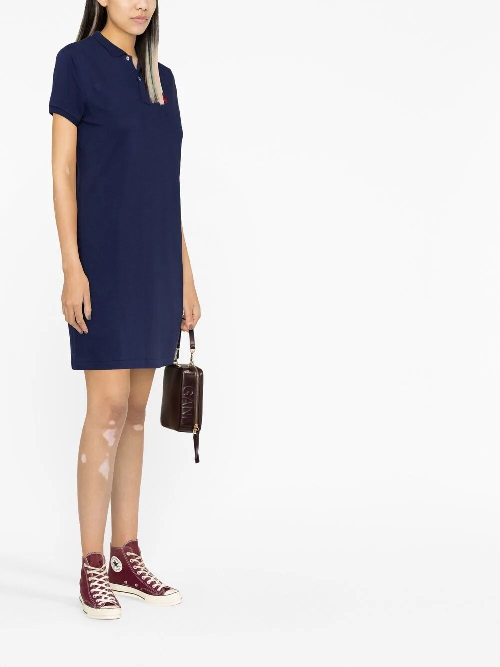 Short Sleeves Polo Neck Dress