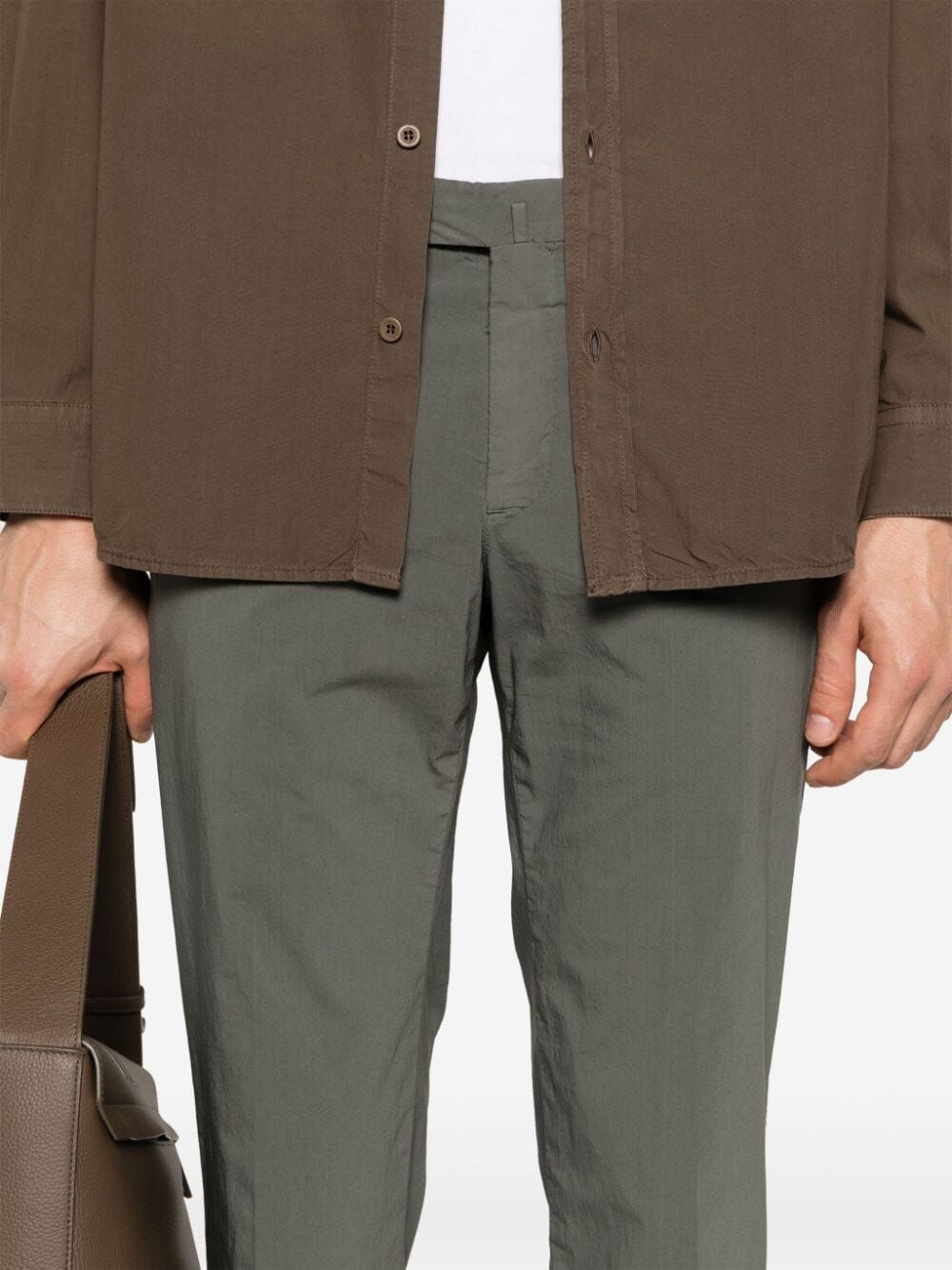Double Dye Stretch Light Popeline Slim Flat Front Pants