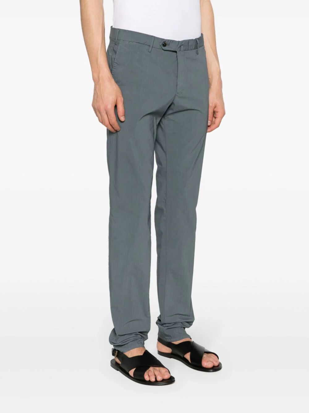 Double Dye Stretch Light Popeline Slim Flat Front Pants