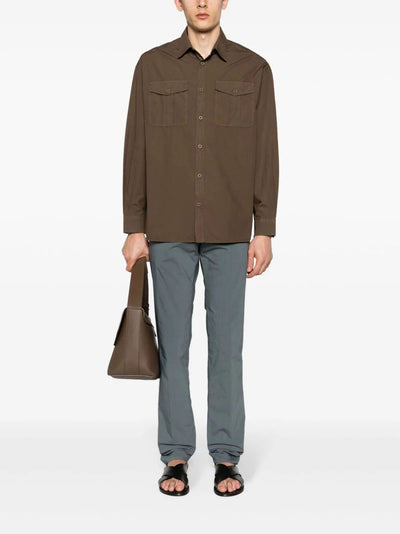 Double Dye Stretch Light Popeline Slim Flat Front Pants