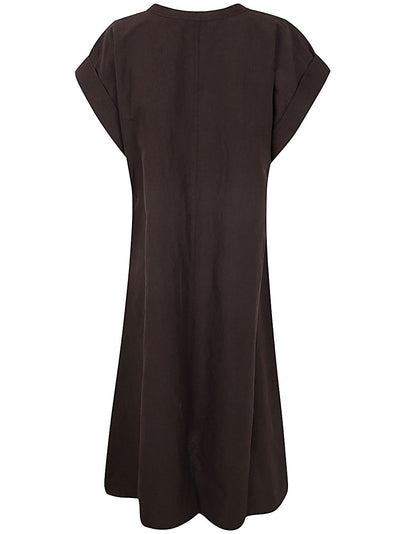 Long Dress With Pockets And Short Sleeves
