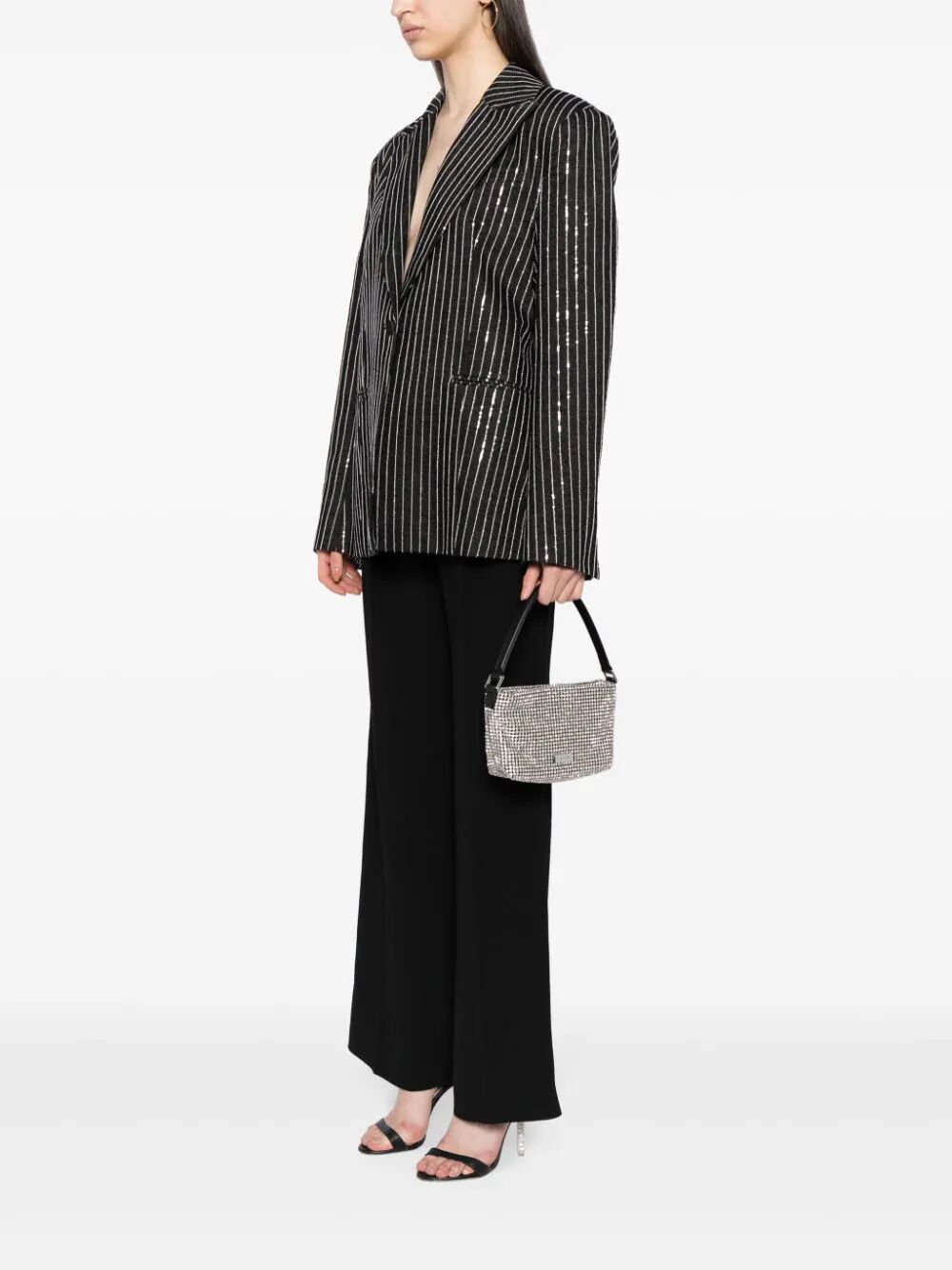 Silver Diamante Small Hobo Bag