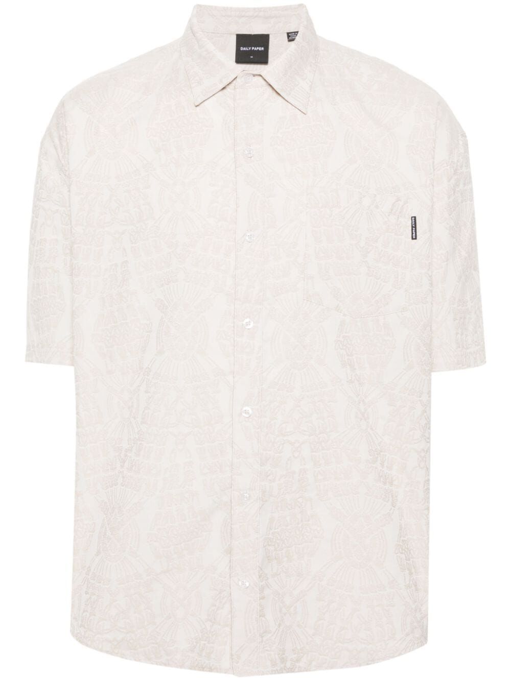 Zuri Macrame Jacquard Relaxed Short Sleeves Shirt