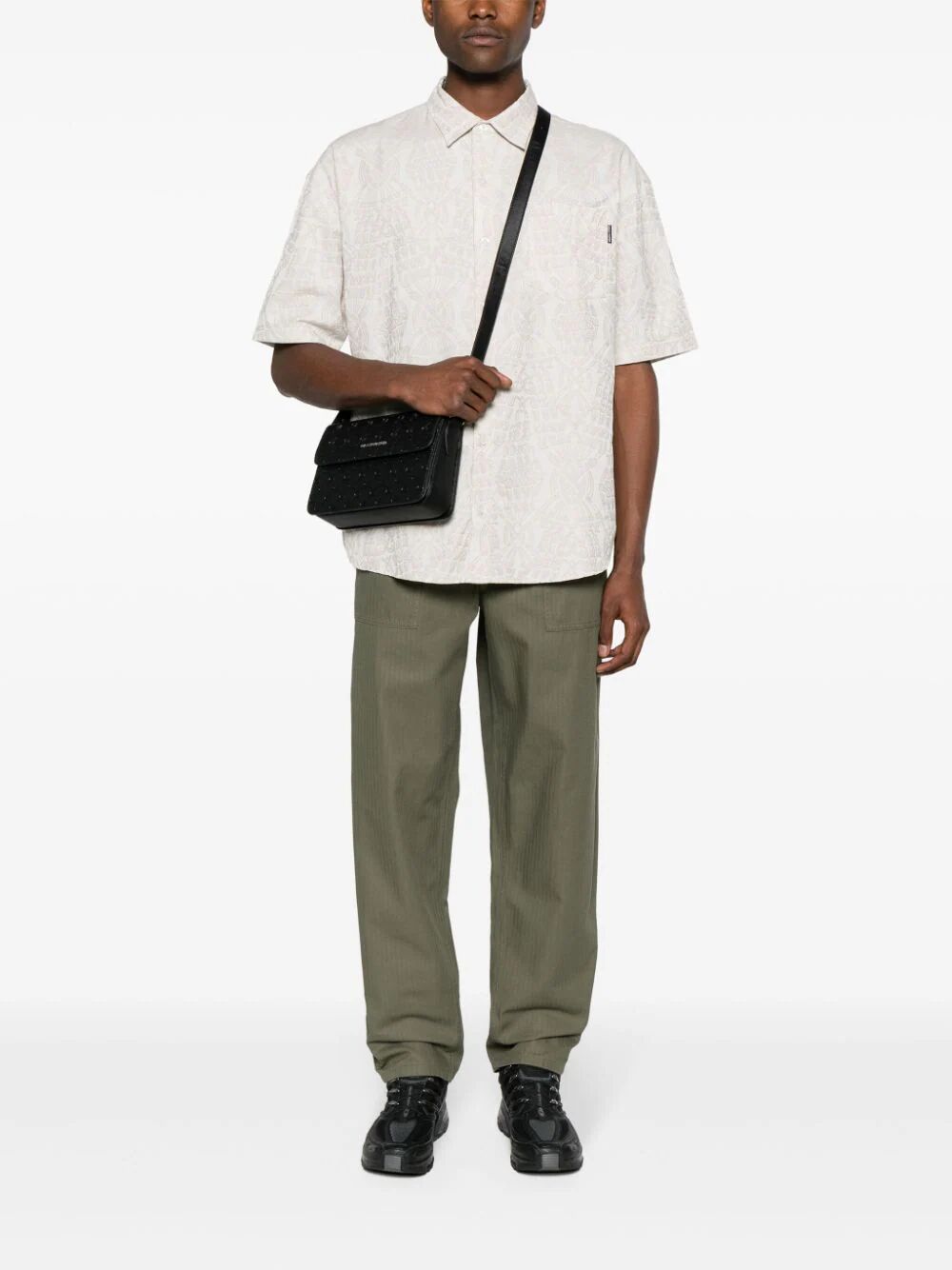 Zuri Macrame Jacquard Relaxed Short Sleeves Shirt