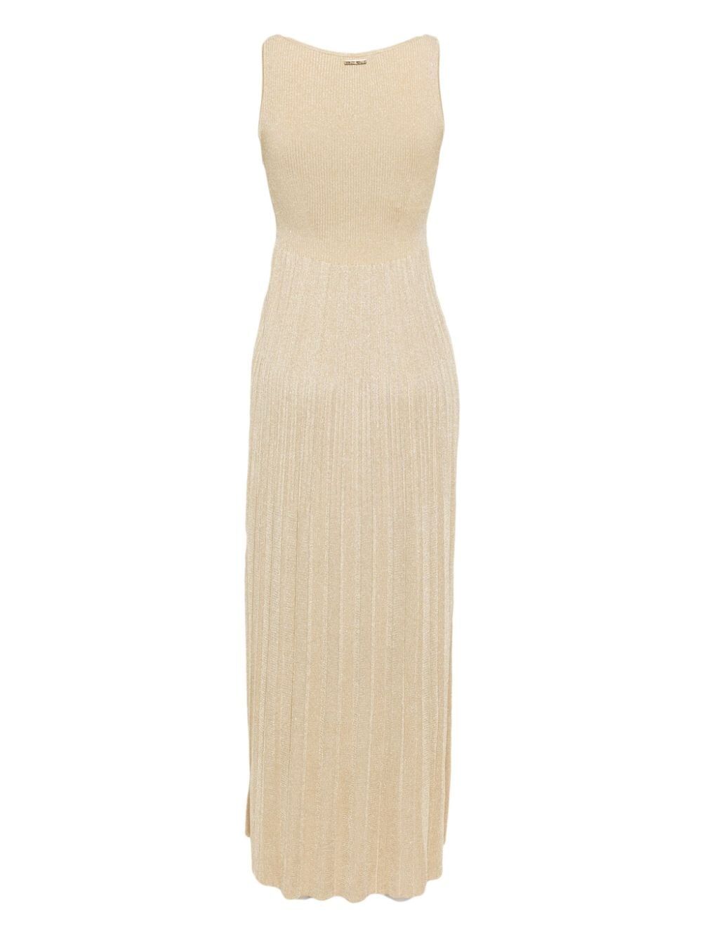 Sleeveless Long Dress With Pleated Skirt