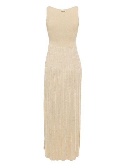 Sleeveless Long Dress With Pleated Skirt