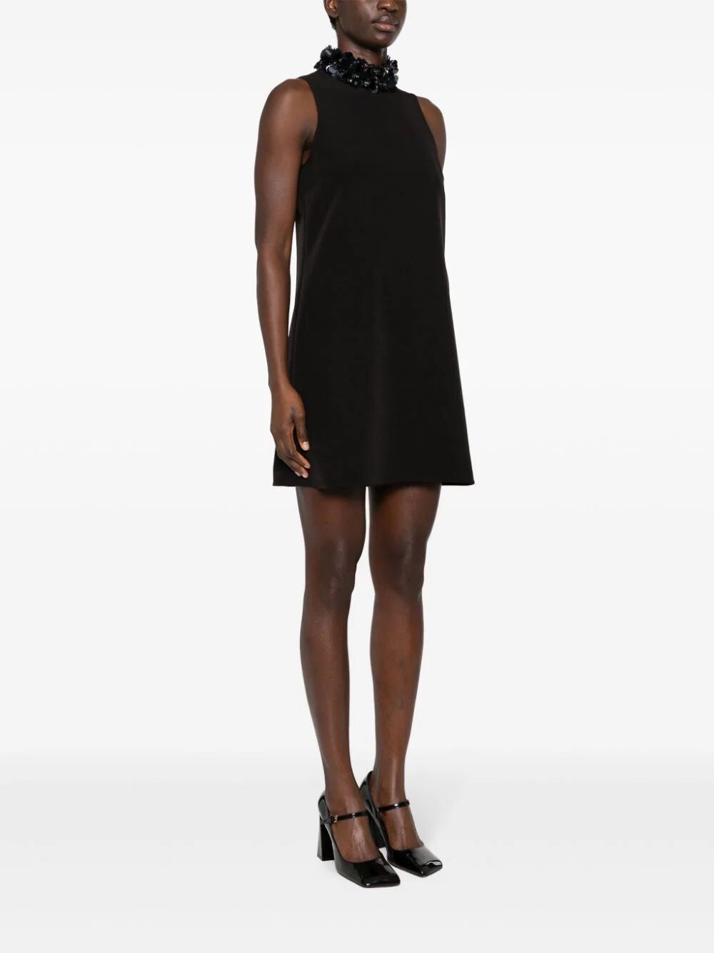 Sleeveless High Neck Mini Dress With Paillettes