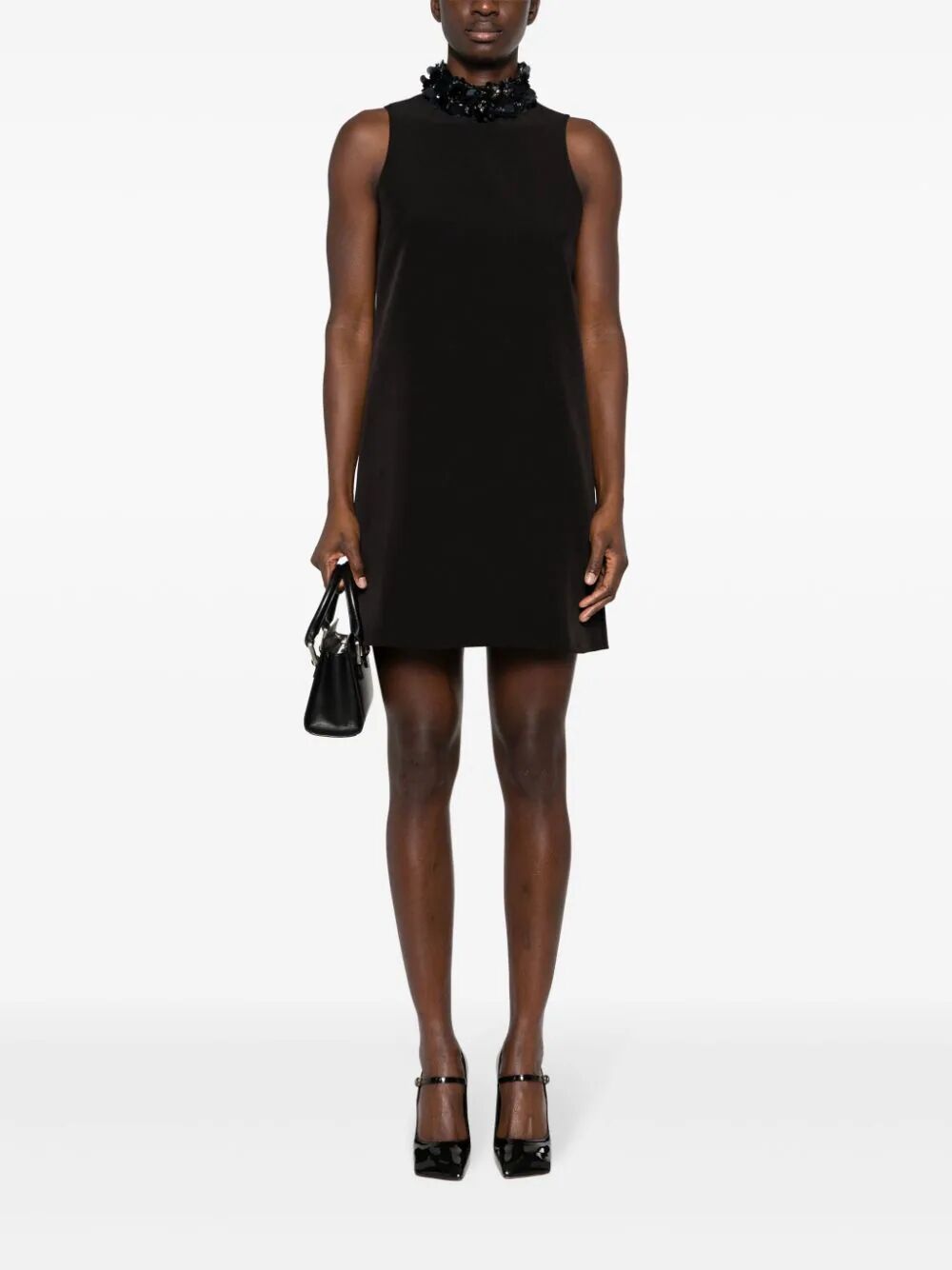 Sleeveless High Neck Mini Dress With Paillettes