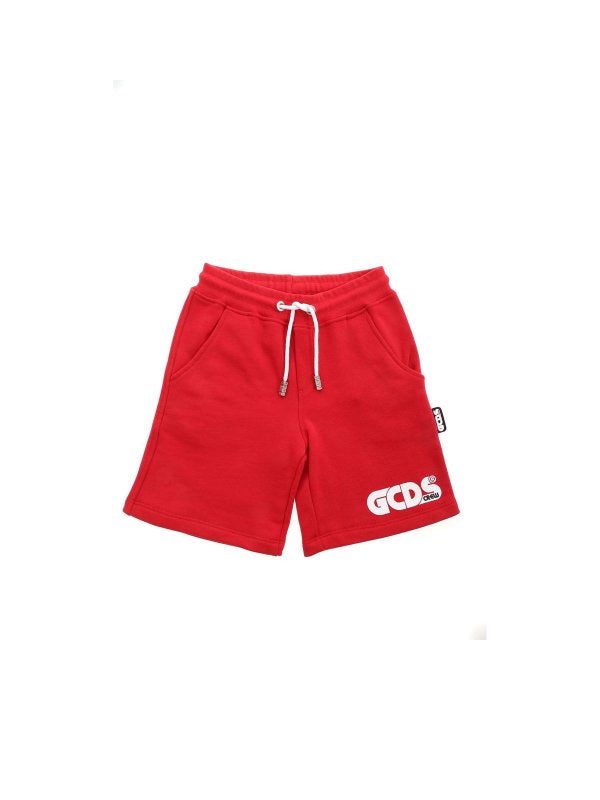 Bermuda In Felpa Rossa Logata