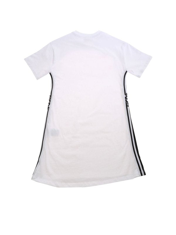 Abito Bianco Con Logo Fucsia