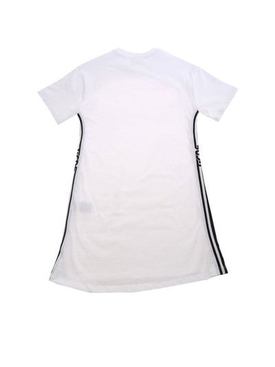 Abito Bianco Con Logo Fucsia
