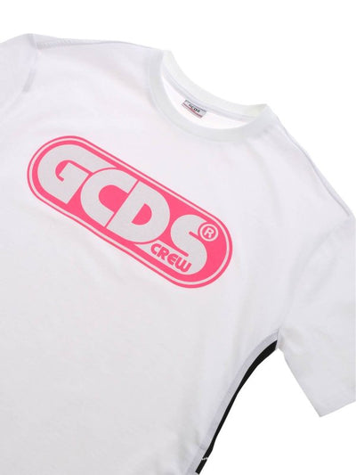 Abito Bianco Con Logo Fucsia