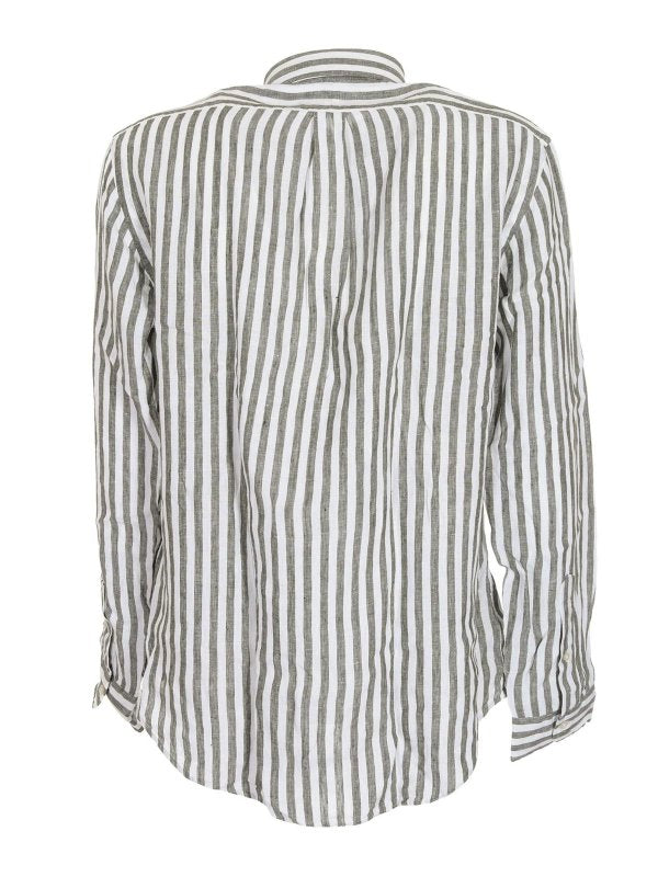 Camicia Classic Righe Bianca E Verde