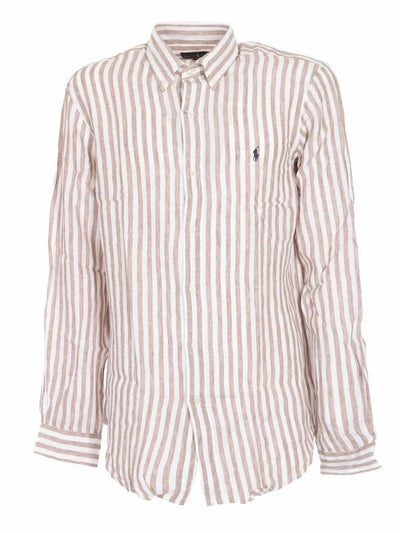 Camicia Classic Righe Bianca E Khaki