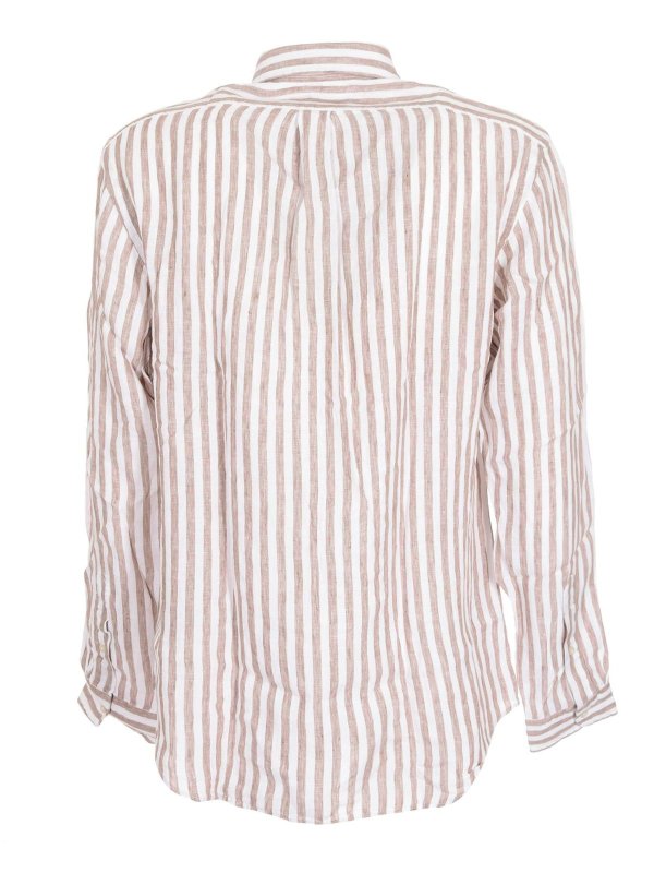 Camicia Classic Righe Bianca E Khaki