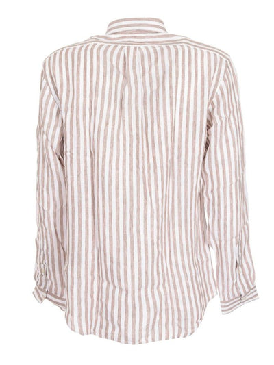 Camicia Classic Righe Bianca E Khaki