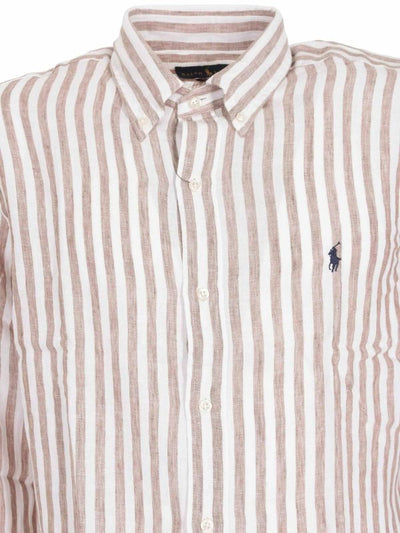 Camicia Classic Righe Bianca E Khaki