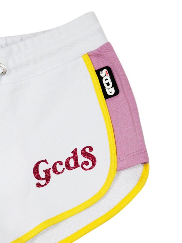 Shorts Bianchi Con Logo Glitter