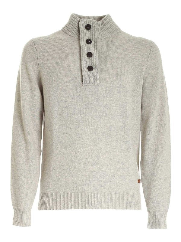 Maglione Patch Half Zip Grigio