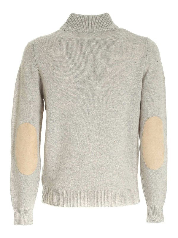 Maglione Patch Half Zip Grigio
