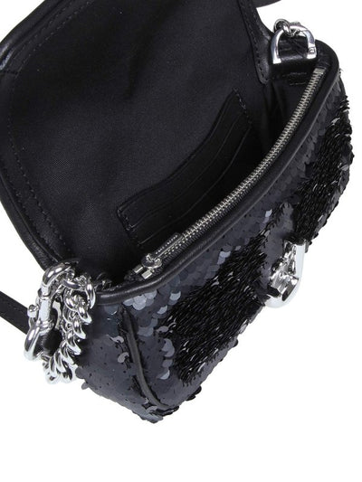 Borsa Mini In Tessuto Con Pailettes E Logo