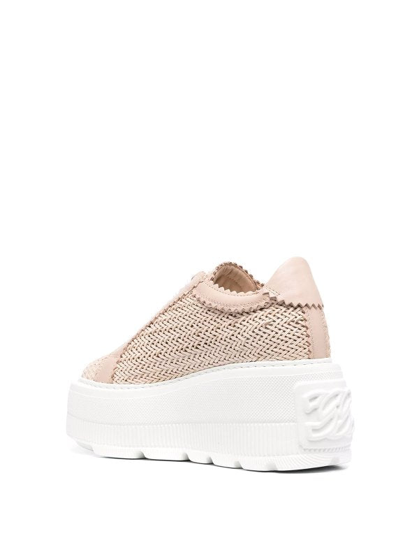 Sneakers In Pelle Con Dettagli Intrecciati