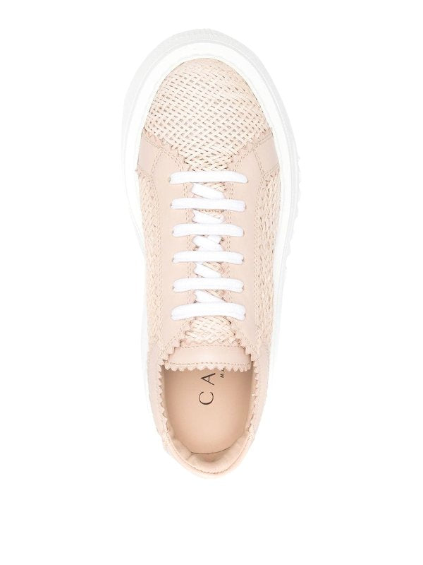 Sneakers In Pelle Con Dettagli Intrecciati