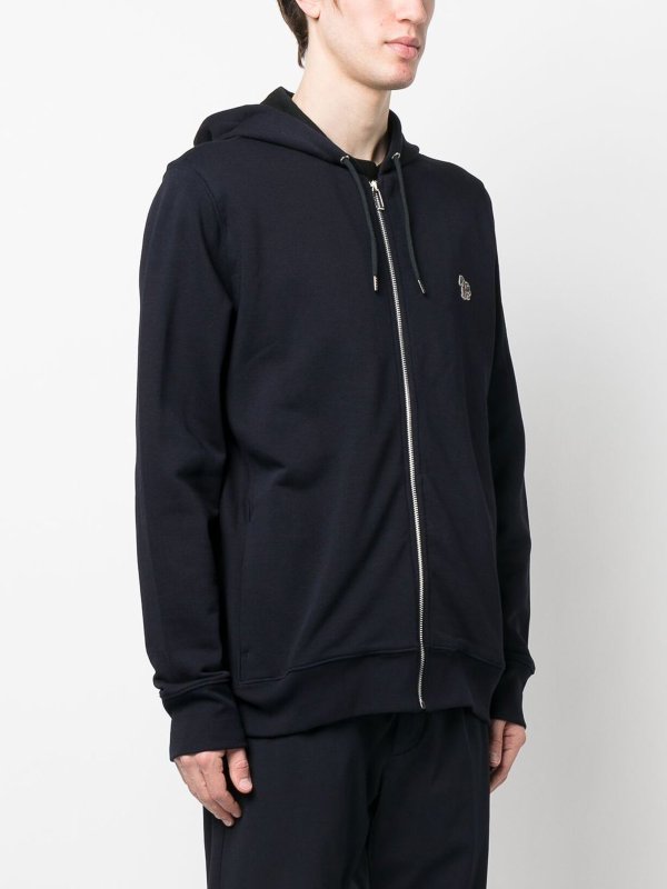 Felpa Con Cappuccio In Cotone E Zip