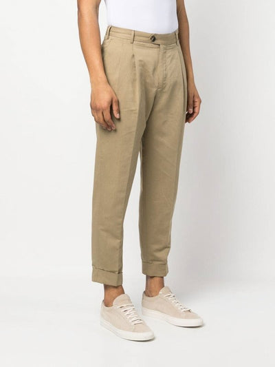 Pantaloni In Cotone Con Pieghe Frontali