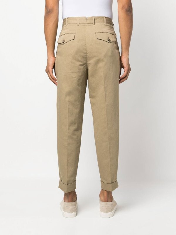 Pantaloni In Cotone Con Pieghe Frontali