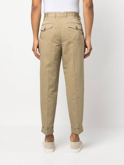 Pantaloni In Cotone Con Pieghe Frontali