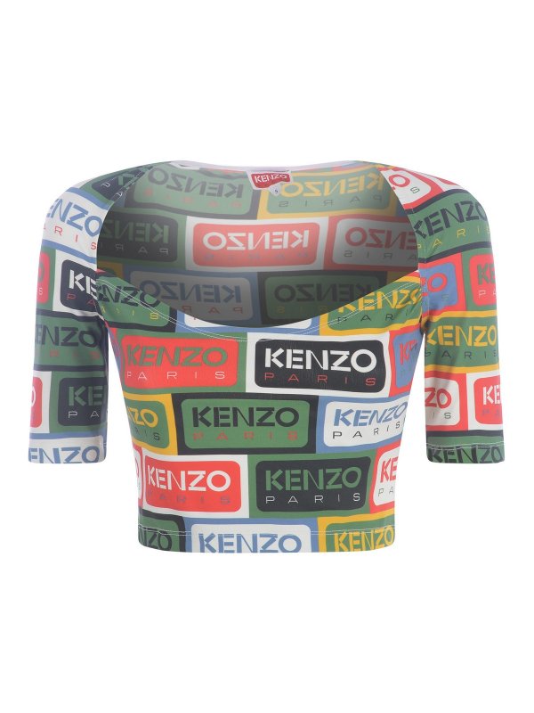 Top Cropped Multicolore Con Logo