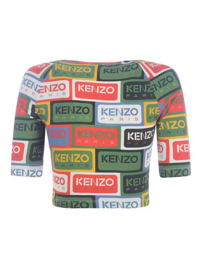 Top Cropped Multicolore Con Logo