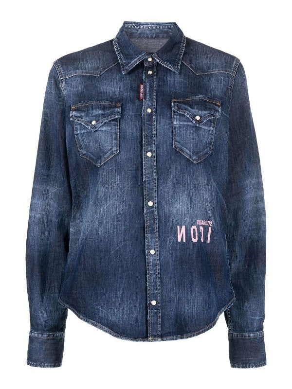 Camicia In Denim Con Logo