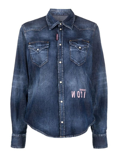 Camicia In Denim Con Logo