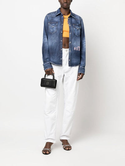 Camicia In Denim Con Logo