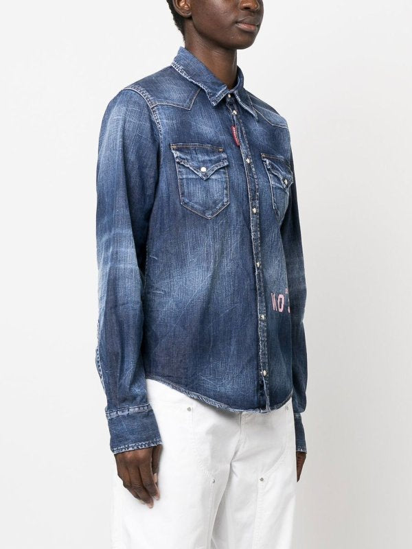 Camicia In Denim Con Logo