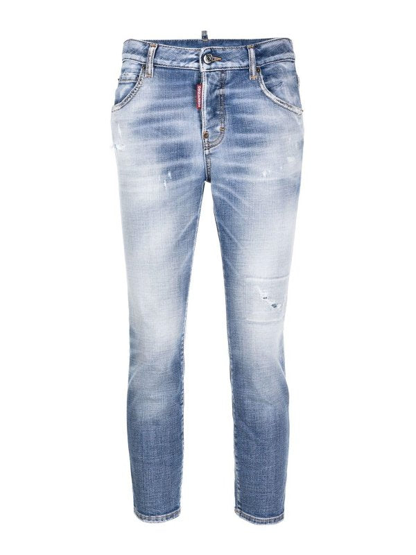 Jeans Cropped Effetto Consumato