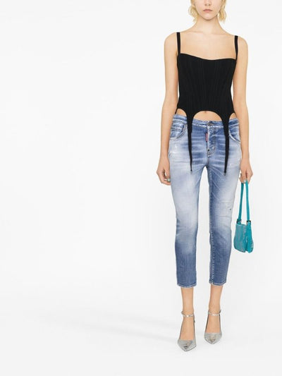 Jeans Cropped Effetto Consumato