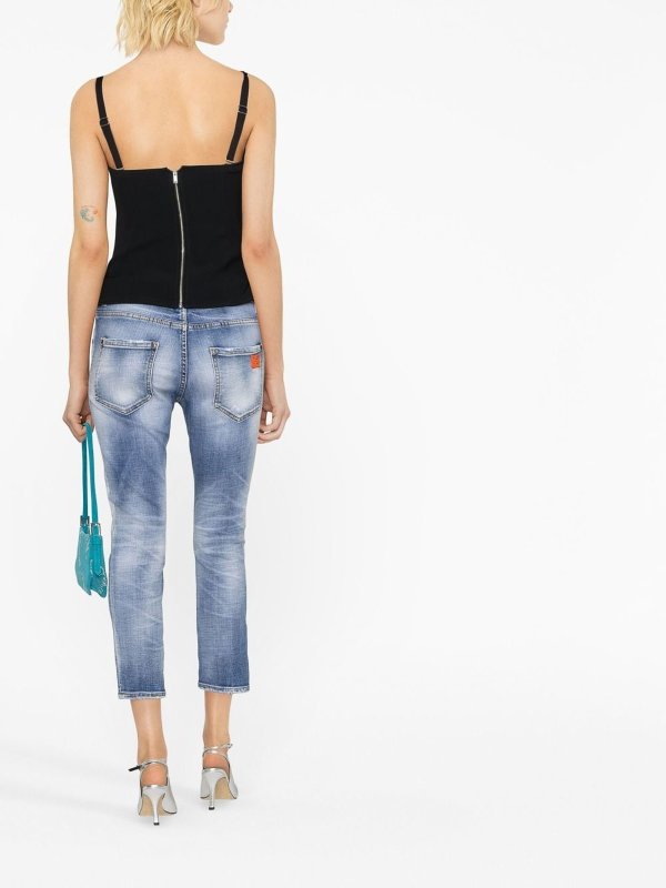 Jeans Cropped Effetto Consumato