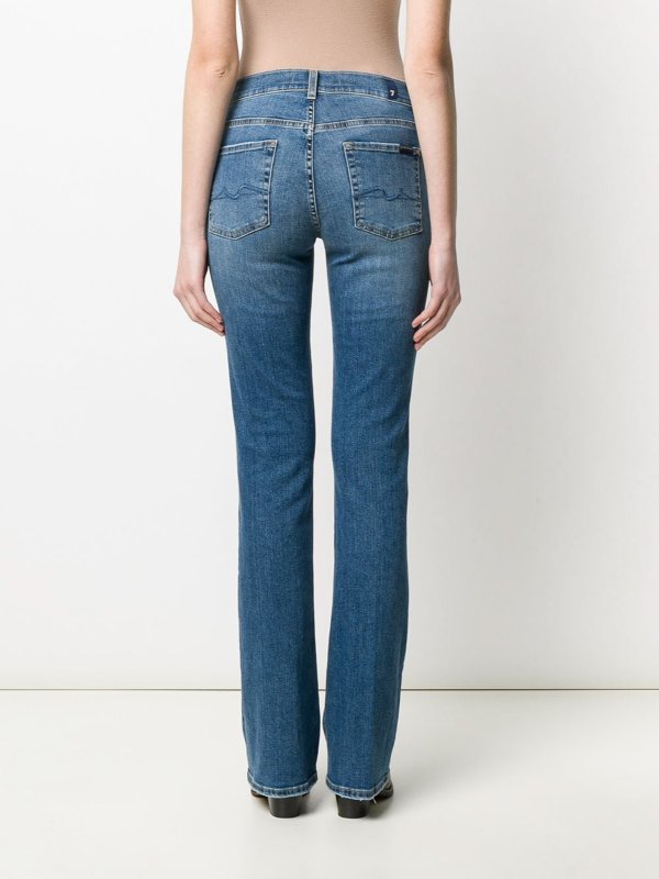 Jeans Svasati In Misto Cotone Azzurro
