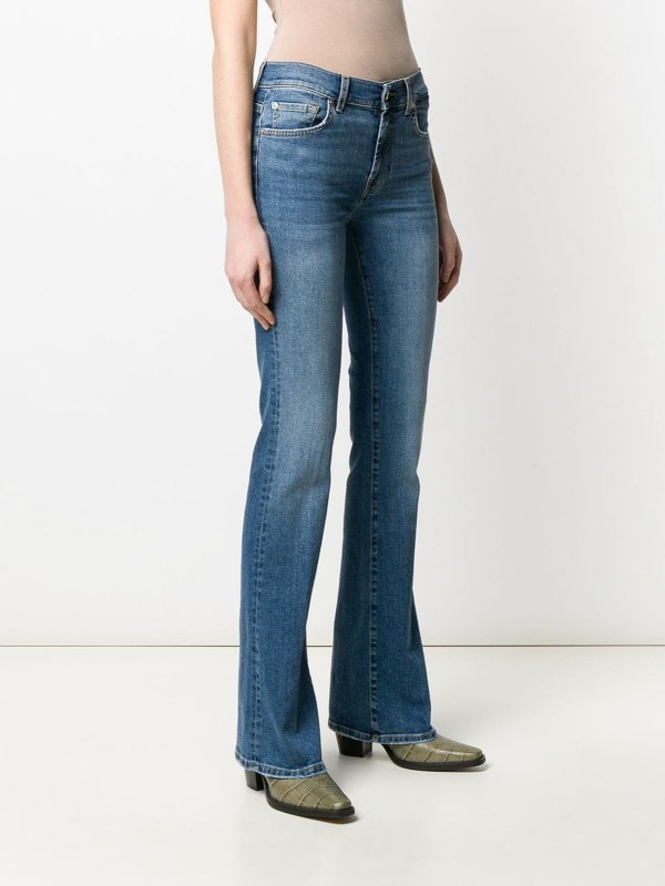Jeans Svasati In Misto Cotone Azzurro