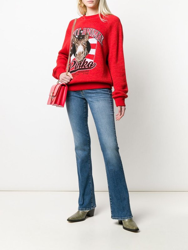 Jeans Svasati In Misto Cotone Azzurro