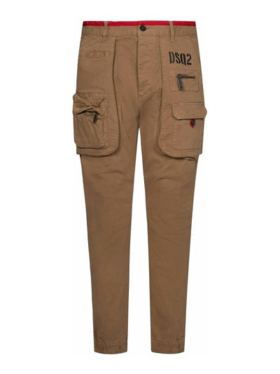 Pantaloni Cargo Beige Sexy Con Stampa Logo