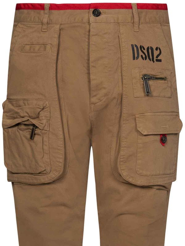 Pantaloni Cargo Beige Sexy Con Stampa Logo
